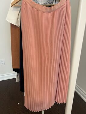 Babaton Pink Pleated Midi Skirt- XS